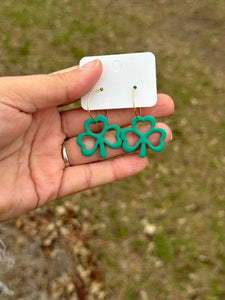 Shamrock Dangle Clay Earrings (ETA 3 WEEKS)