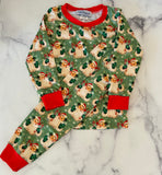 Vintage Santa 2 Piece  Pajamas