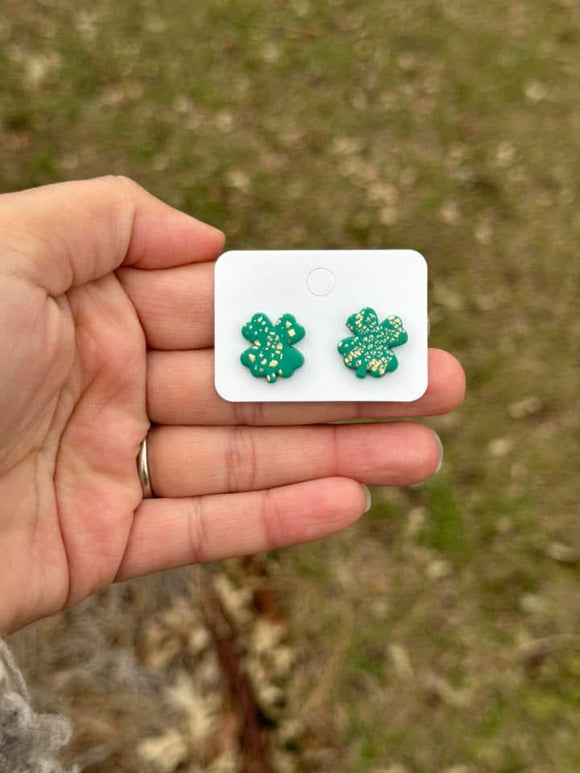 Shamrock Stud Clay Earrings (ETA 3 WEEKS)