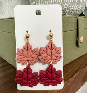 Custom Clay Leaf Dangle Earrings