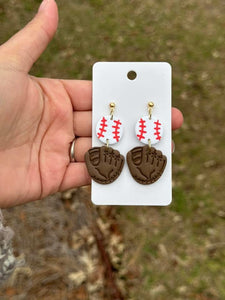 Baseball Glove Dangle Clay Earrings (ETA 3 WEEKS)