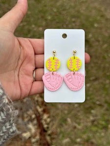 Softball Glove Dangle Clay Earrings (ETA 3 WEEKS)