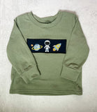 Green Embroidery Astronaut Long Sleeve Tee