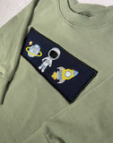 Green Embroidery Astronaut Long Sleeve Tee